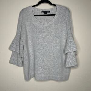 French Connection Gray Tiered Wide Sleeve Sweater Sz Medium